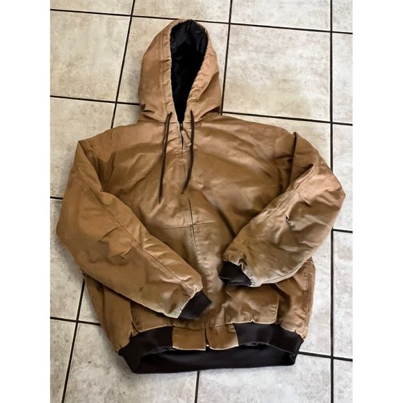 Blue Mountain Other - Blue Mountain Jacket Mens XL Brown Full Quilted Cotton Hooded Heavy Duty Work